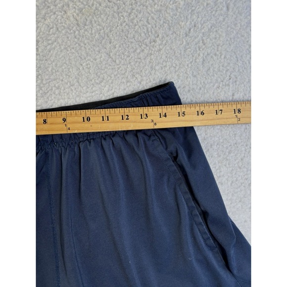 Nike Elastic Band Waist Gym Shorts Navy Size L Drawstring Logo Leg Dri-Fit - Picture 3 of 6